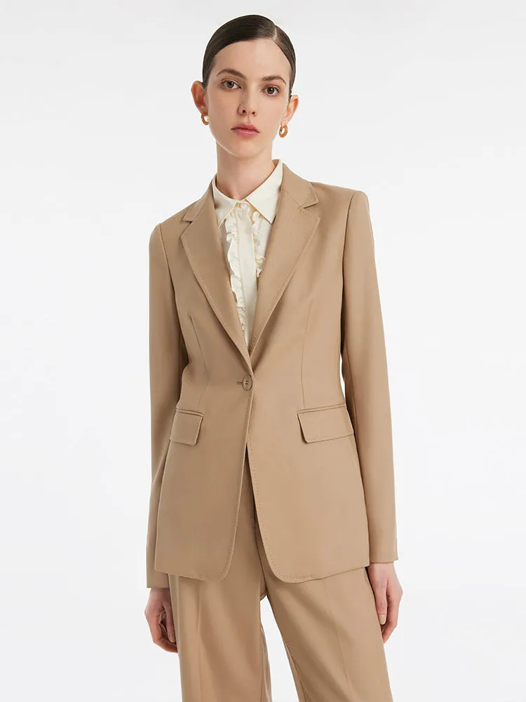 Worsted Wool Slim Lapel Women Blazer sold by Goelia