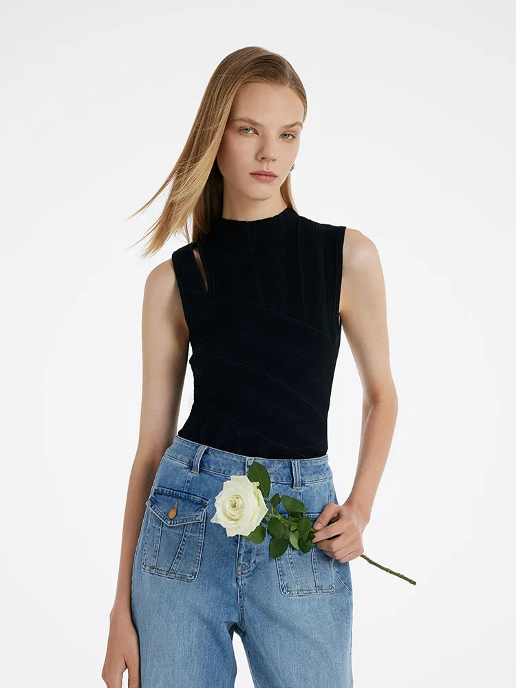 Tencel-Acetate Blend Cut-Out Women Tank Top sold by Goelia product image thumbnail 5