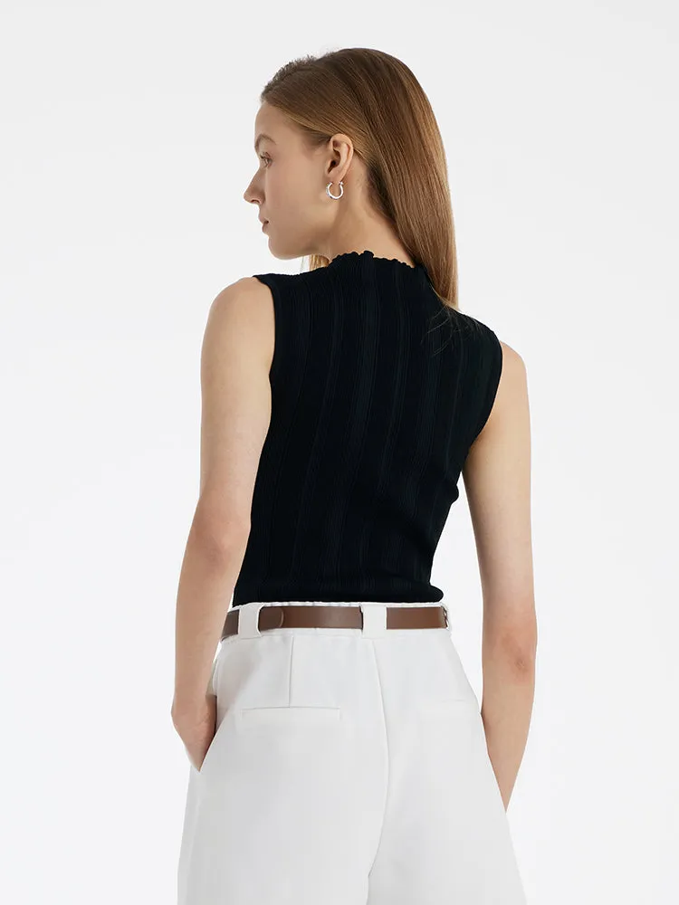 Tencel-Acetate Blend Cut-Out Women Tank Top sold by Goelia product image thumbnail 4