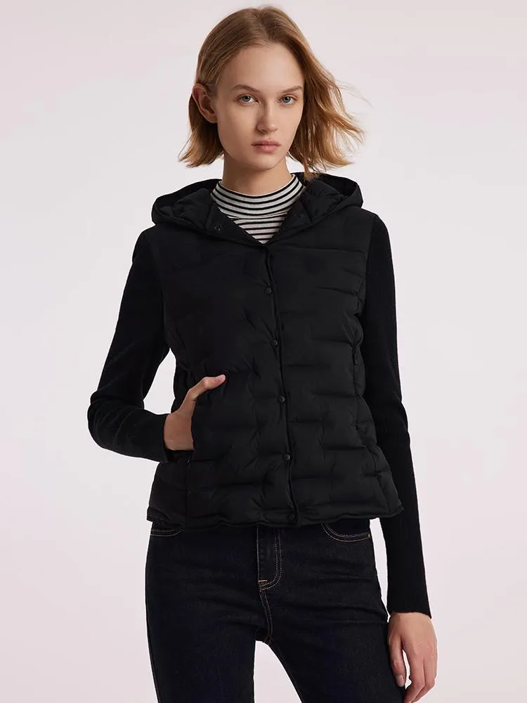 Wool Patchwork Hooded Goose Down Garment sold by Goelia