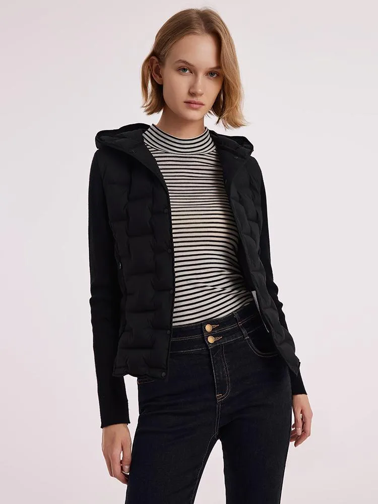 Wool Patchwork Hooded Goose Down Garment sold by Goelia product image thumbnail 5