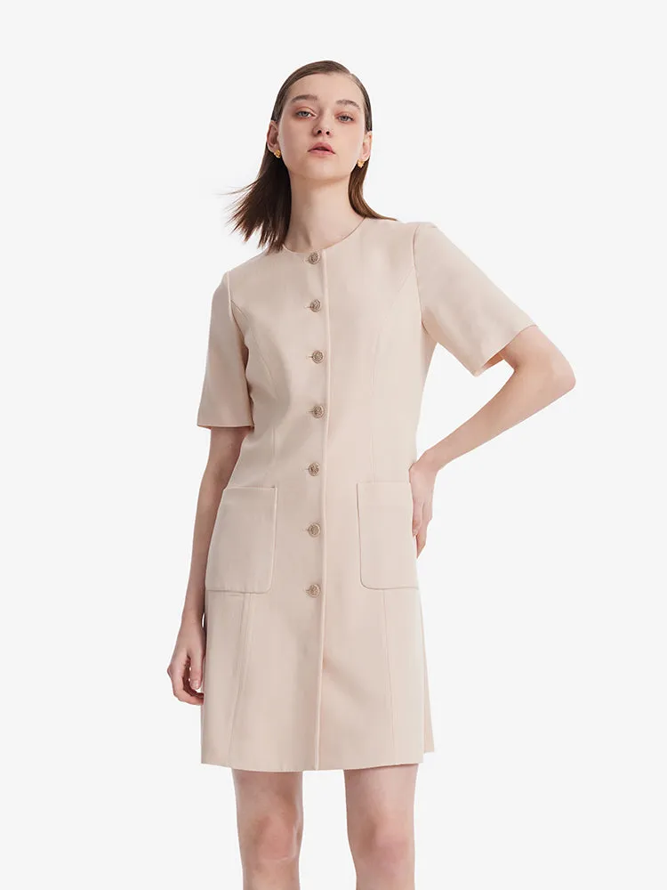 Acetate Single-Breasted Women Mini Dress With Detachable Lace Collar sold by Goelia product image thumbnail 5