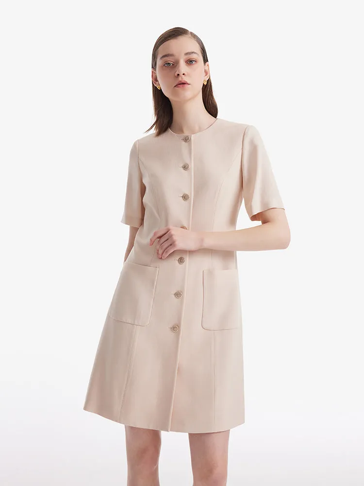 Acetate Single-Breasted Women Mini Dress With Detachable Lace Collar sold by Goelia product image thumbnail 4