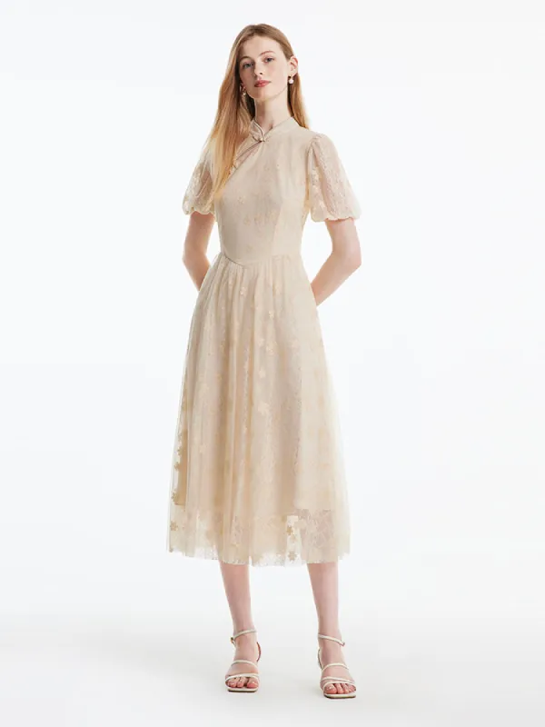 Lace Embroidered Cheongsam Qipao Maxi Dress sold by Goelia