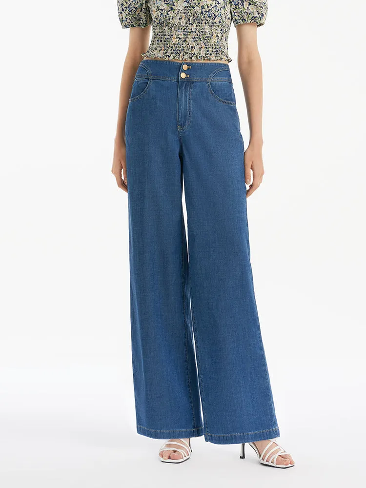 Denim Straight High-Waisted Women Jeans sold by Goelia