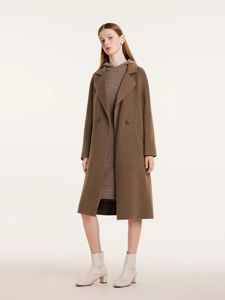 Coffee Tencel Wool Double-Faced Women Coat sold by Goelia product image thumbnail 2