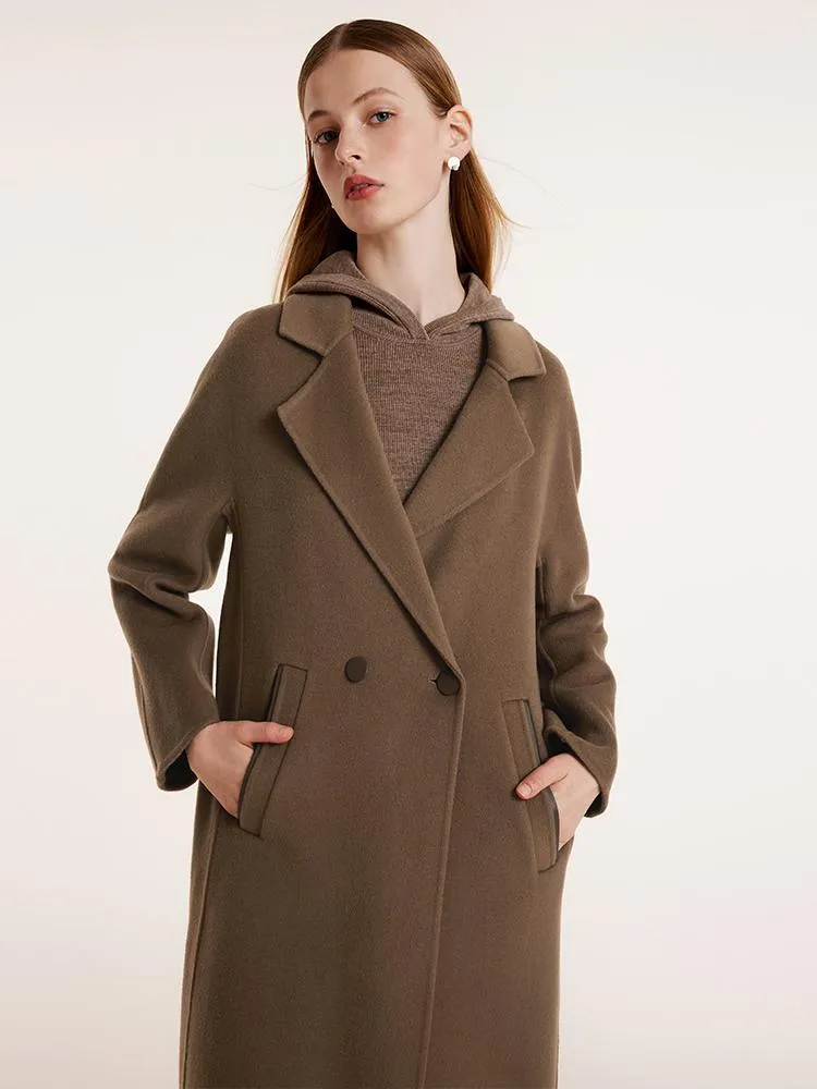 Coffee Tencel Wool Double-Faced Women Coat sold by Goelia product image thumbnail 4