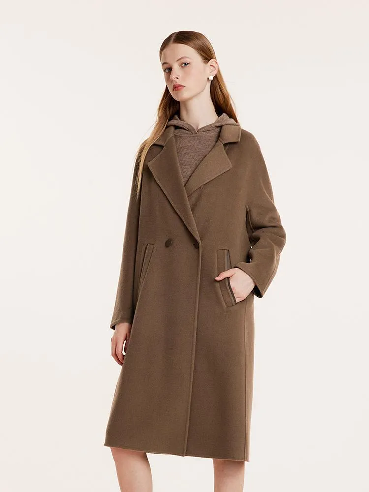 Coffee Tencel Wool Double-Faced Women Coat sold by Goelia product image thumbnail 3