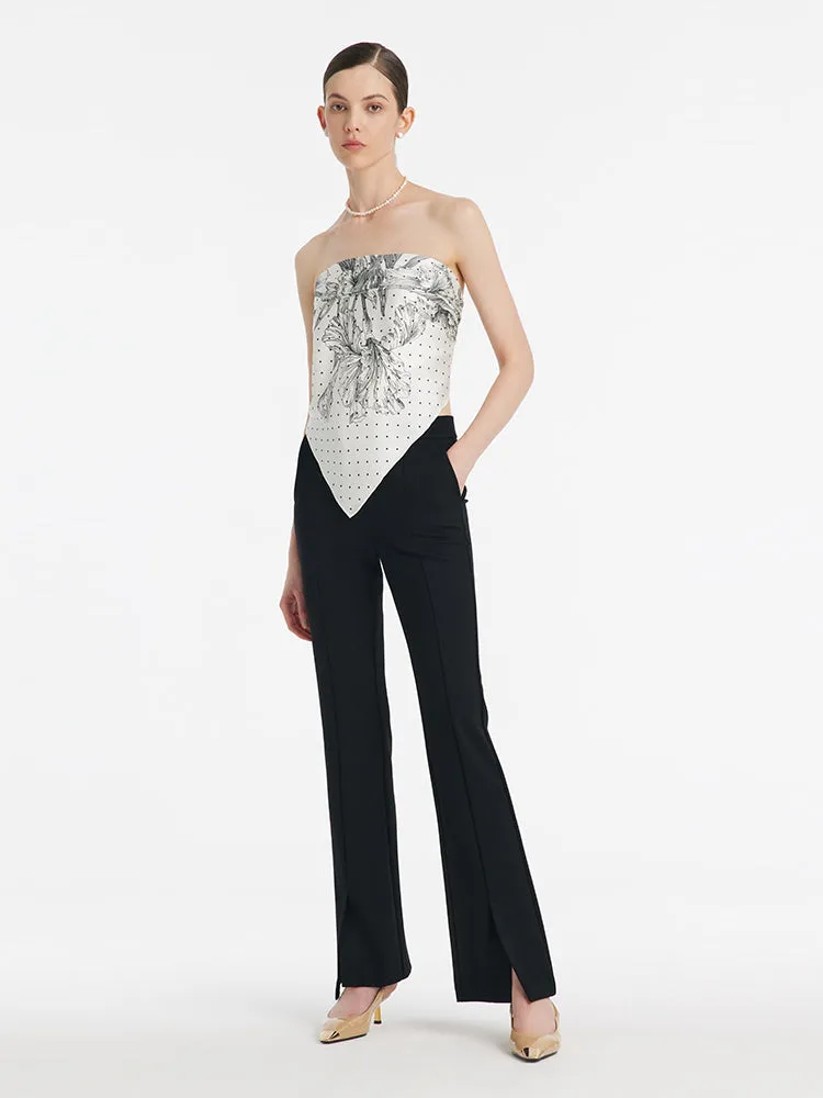 Iris And Polka Dots Printed 90 Square Pure Silk Scarf sold by Goelia product image thumbnail 4