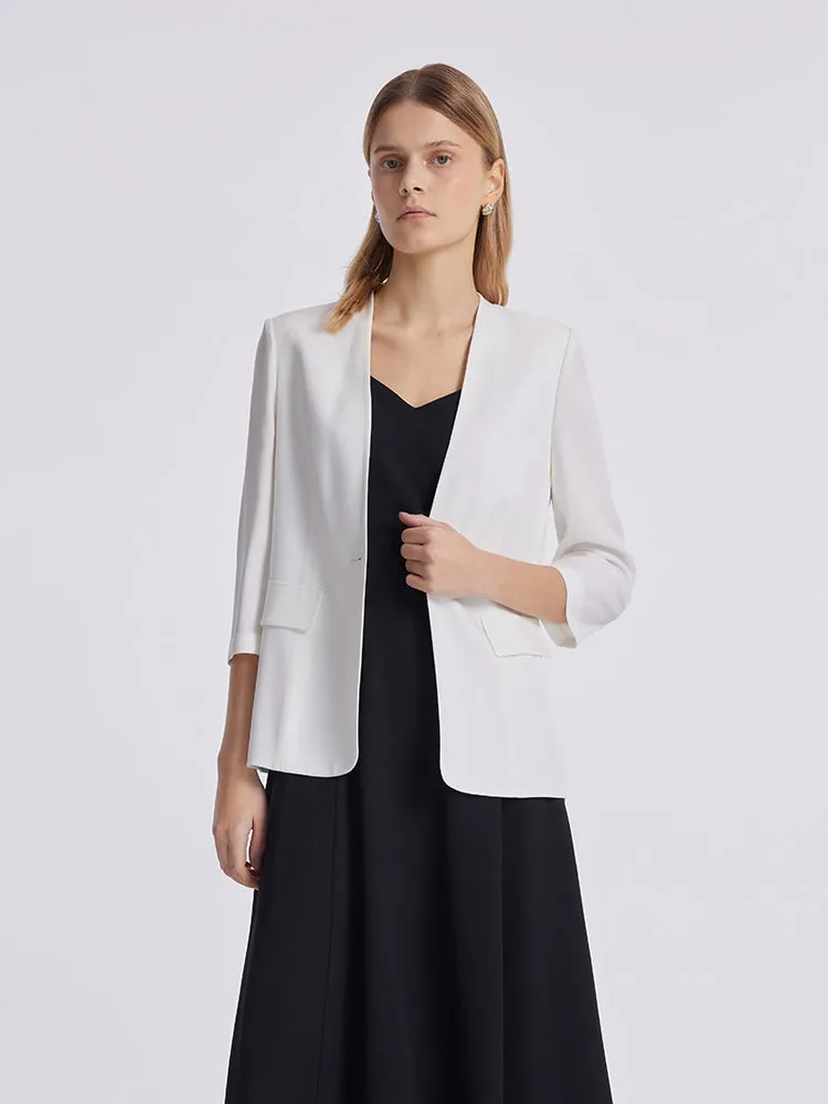 Acetate 3/4 Sleeves One-Button Women Blazer sold by Goelia product image thumbnail 3