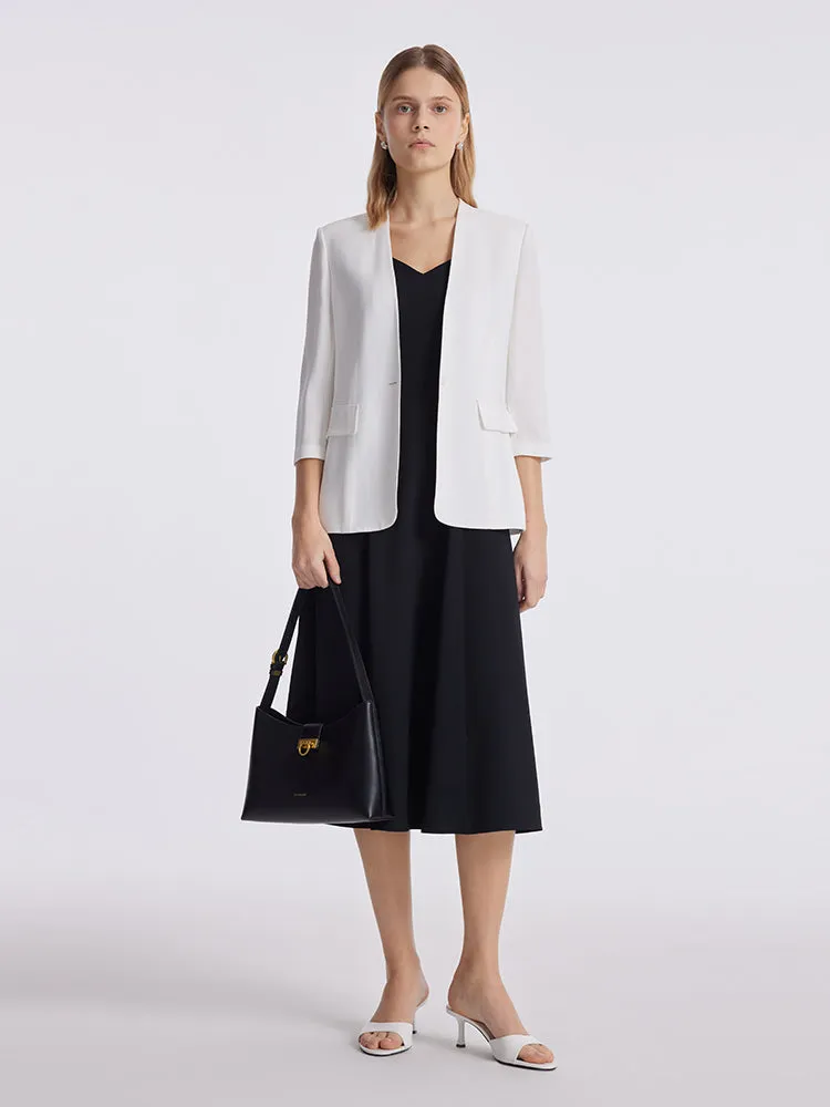 Acetate 3/4 Sleeves One-Button Women Blazer sold by Goelia product image thumbnail 2
