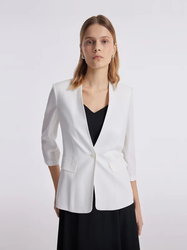Acetate 3/4 Sleeves One-Button Women Blazer sold by Goelia
