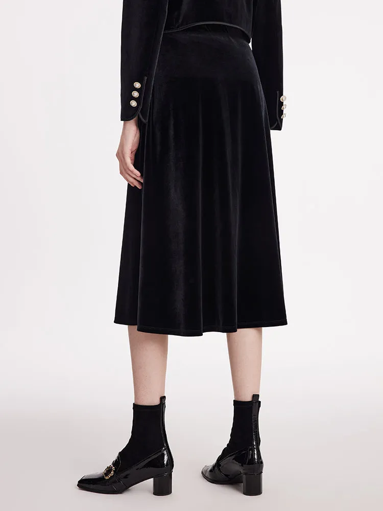 Velvet Crop Jacket And Skirt Two-Piece Suit With Detachable Bowknot sold by Goelia product image thumbnail 5