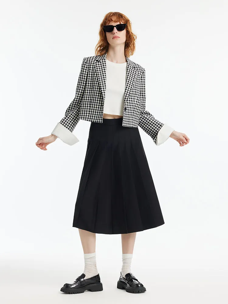 Black And White Check Women Crop Blazer sold by Goelia product image thumbnail 3