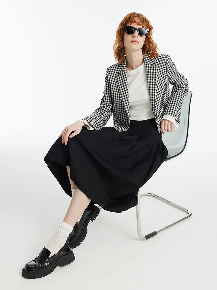Black And White Check Women Crop Blazer sold by Goelia product image thumbnail 2