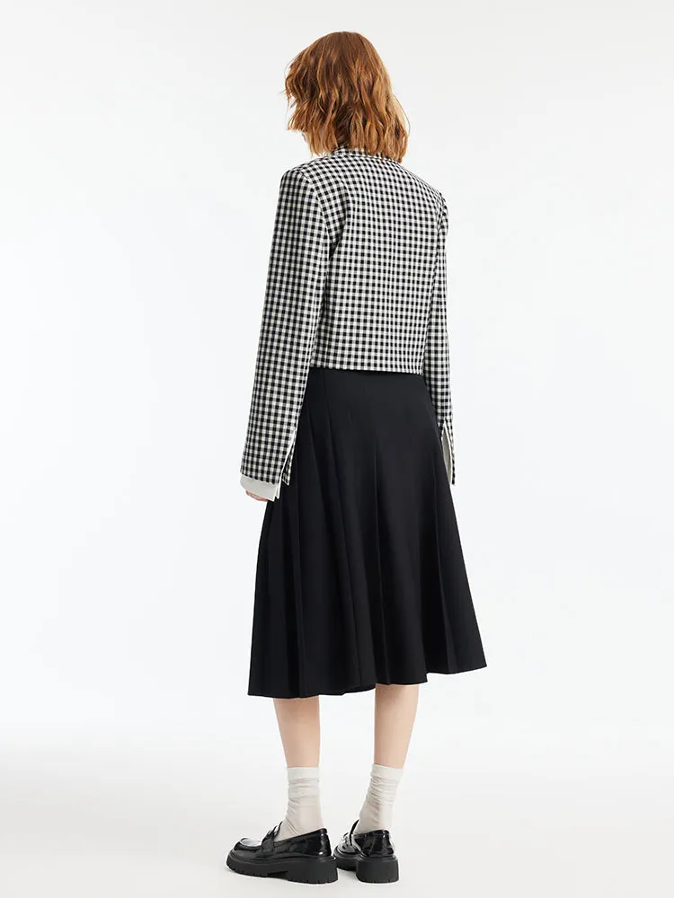 Black And White Check Women Crop Blazer sold by Goelia product image thumbnail 4