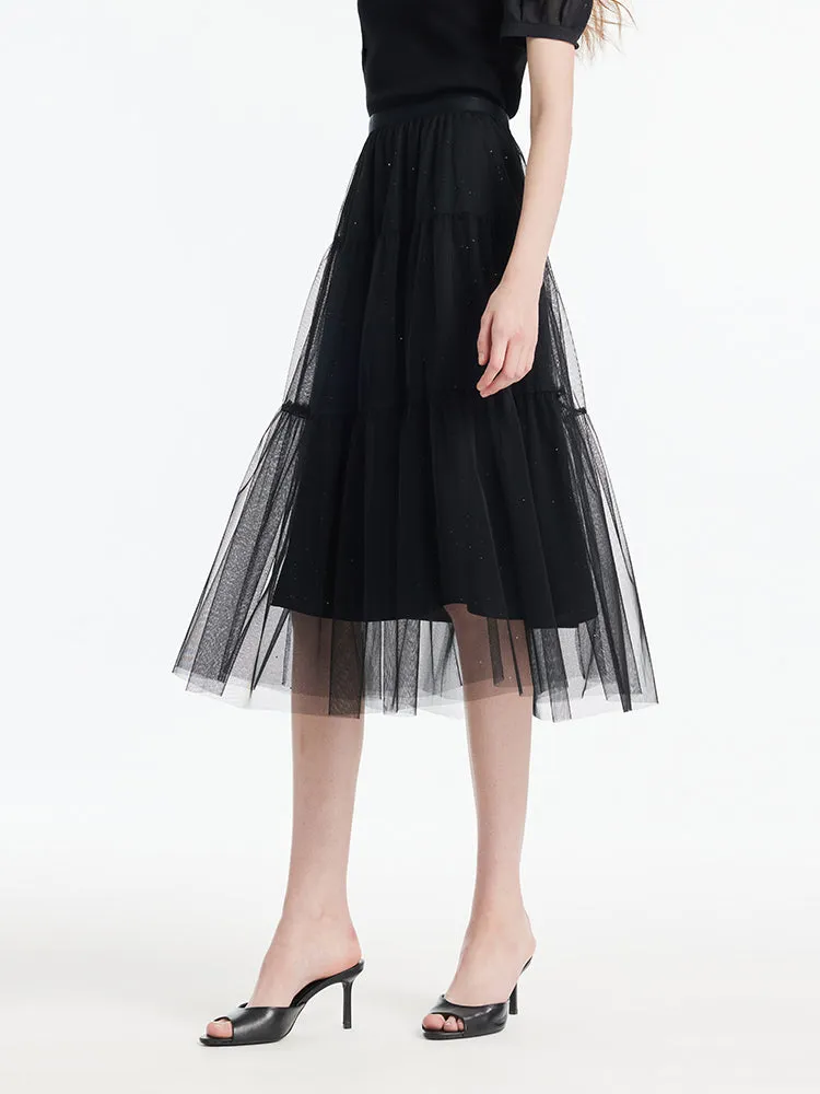 Sequins Tulle Tiered Women Half Skirt sold by Goelia product image thumbnail 4