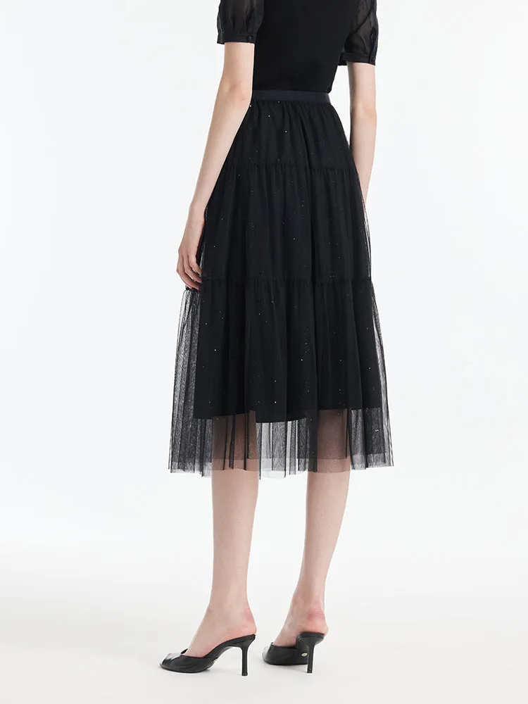 Sequins Tulle Tiered Women Half Skirt sold by Goelia product image thumbnail 5