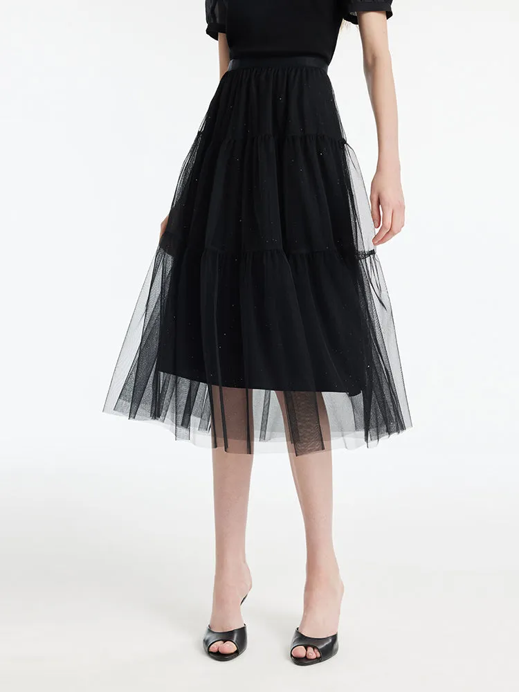 Sequins Tulle Tiered Women Half Skirt sold by Goelia product image thumbnail 3