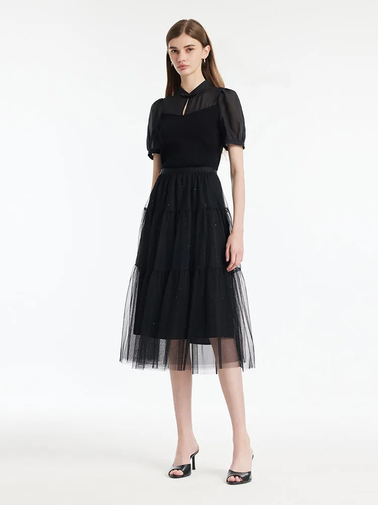 Sequins Tulle Tiered Women Half Skirt sold by Goelia product image thumbnail 2