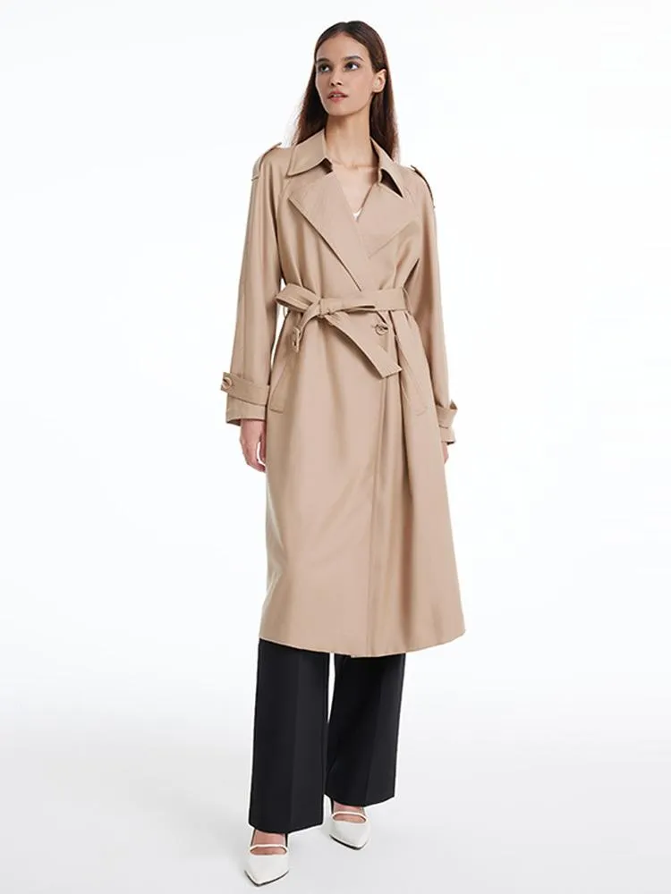 Worsted Woolen Trench Coat With Belt sold by Goelia product image thumbnail 2