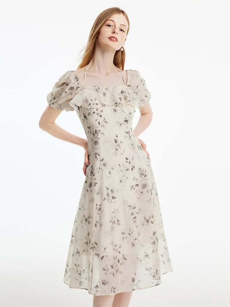 Halter Neck Lace-up Print Midi Dress sold by Goelia product image thumbnail 5