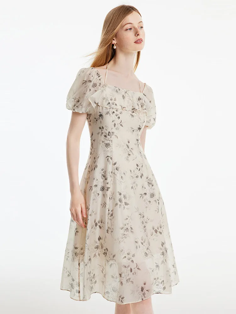 Halter Neck Lace-up Print Midi Dress sold by Goelia product image thumbnail 2