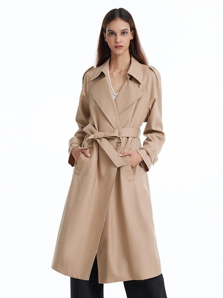 Worsted Woolen Trench Coat With Belt sold by Goelia