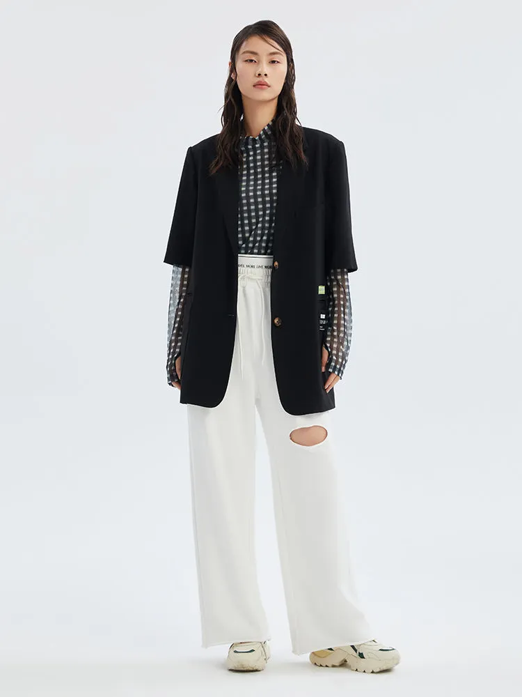 Worsted Wool Short Sleeve Women Blazer sold by Goelia