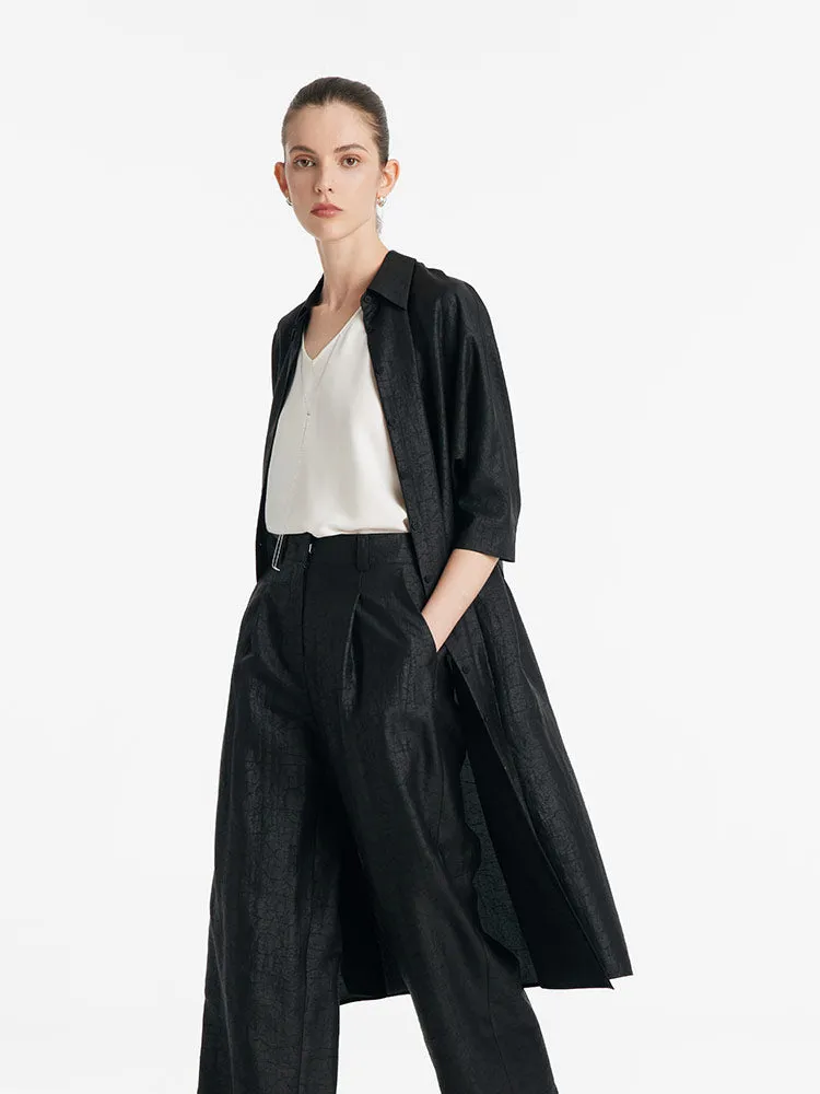 18 Momme Xiang Yun Silk Single-Breasted Women Midi Shirt Dress With Belt sold by Goelia product image thumbnail 4