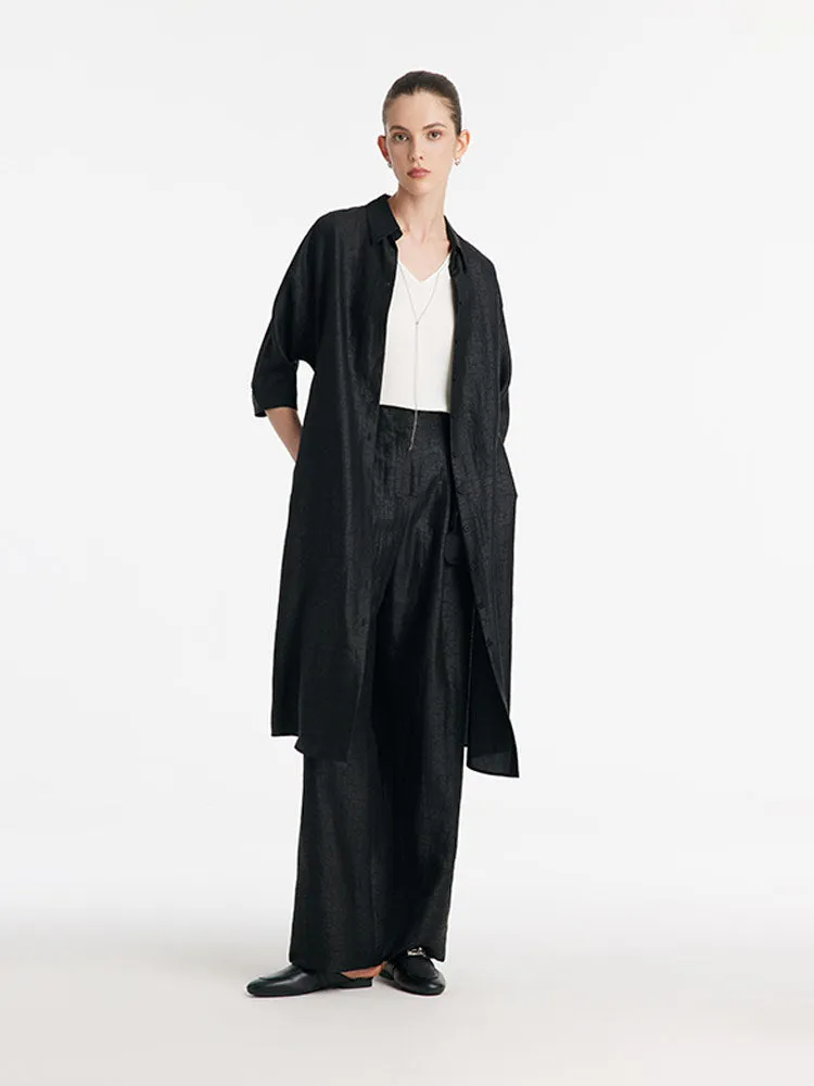 18 Momme Xiang Yun Silk Single-Breasted Women Midi Shirt Dress With Belt sold by Goelia product image thumbnail 2