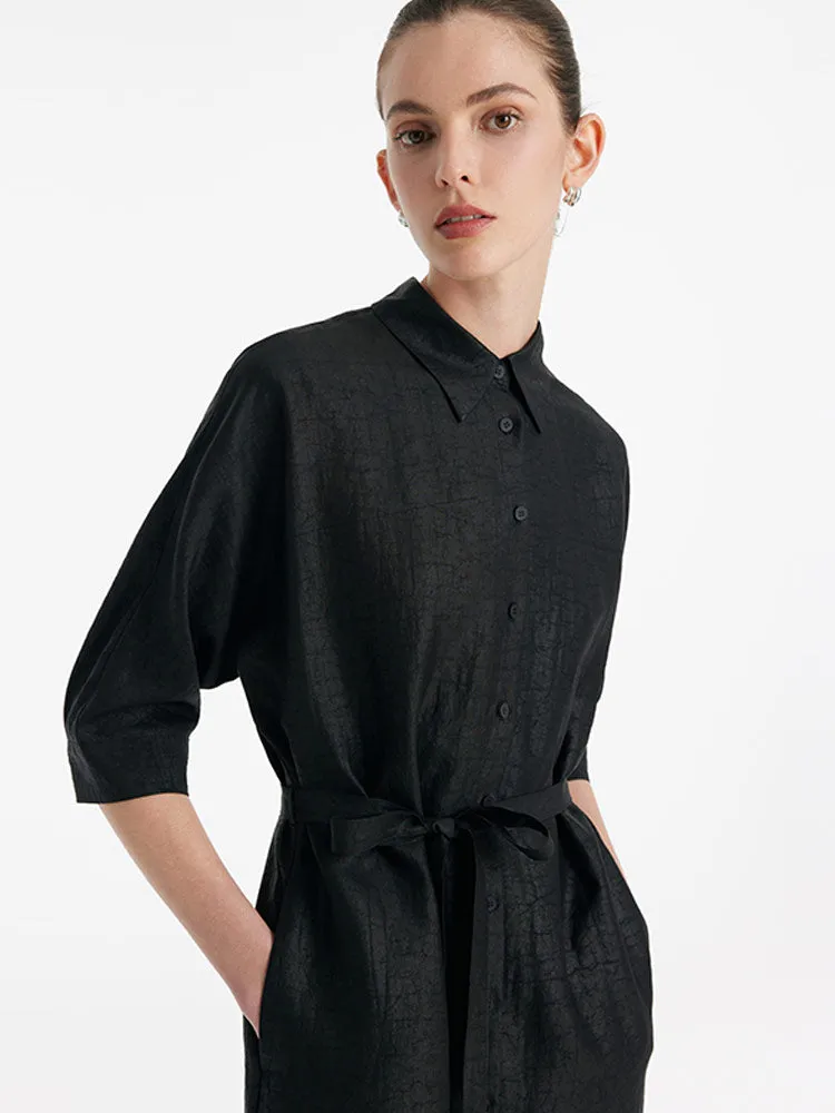18 Momme Xiang Yun Silk Single-Breasted Women Midi Shirt Dress With Belt sold by Goelia product image thumbnail 5