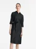18 Momme Xiang Yun Silk Single-Breasted Women Midi Shirt Dress With Belt sold by Goelia