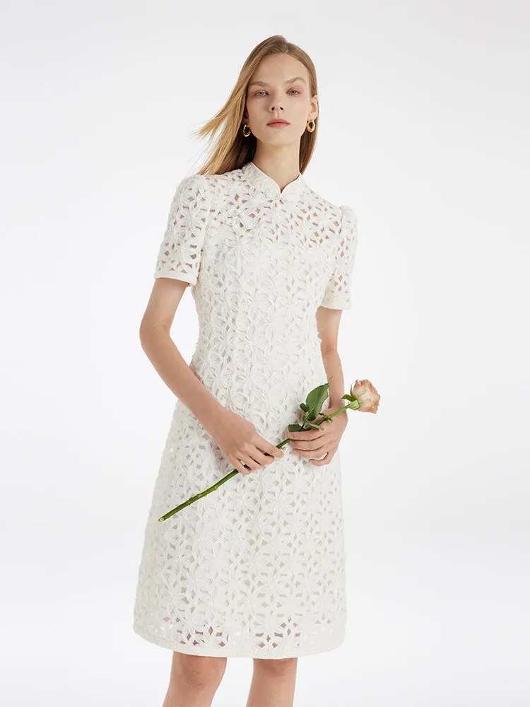 Openwork Mandarin Collared Women Qipao Mini Dress sold by Goelia product image thumbnail 3