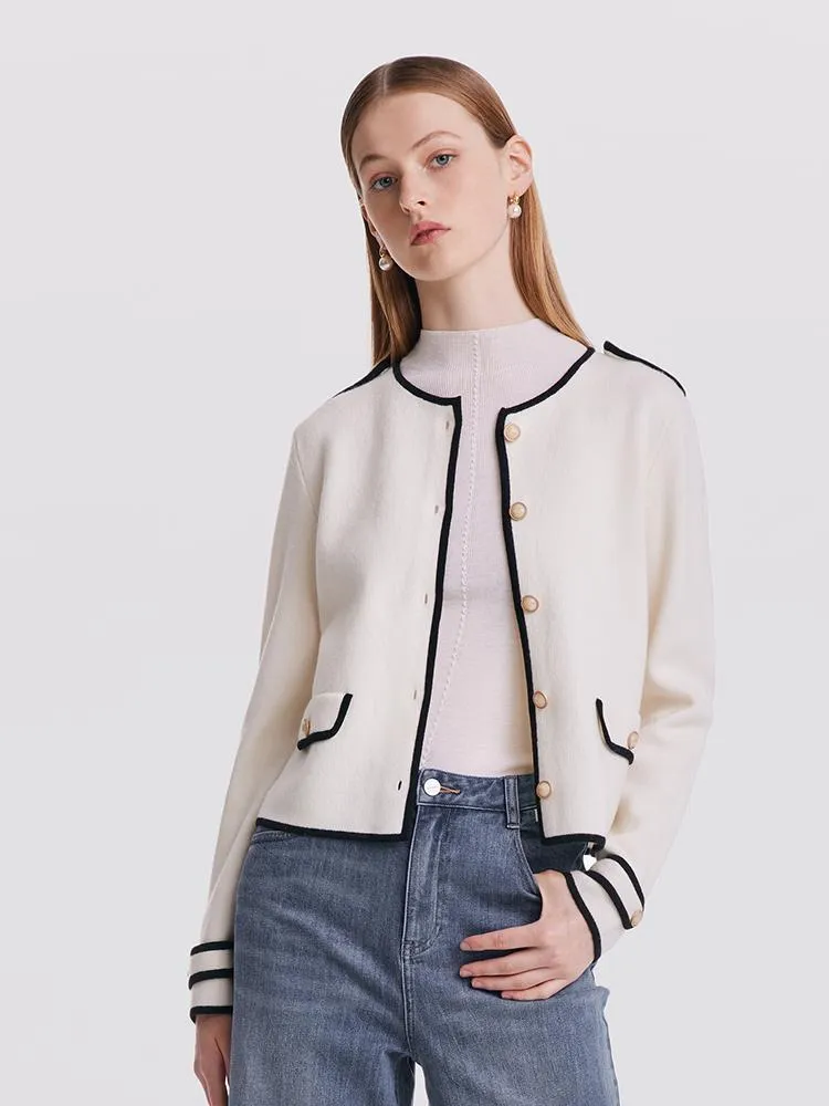 Contrast Soft Woolen Cardigan sold by Goelia