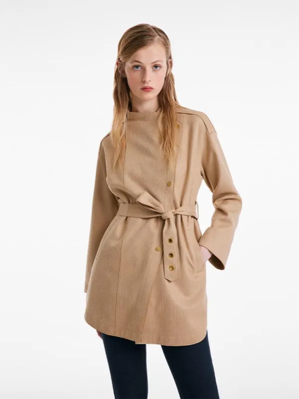 Faux Suede Women Trench Coat With Belt sold by Goelia