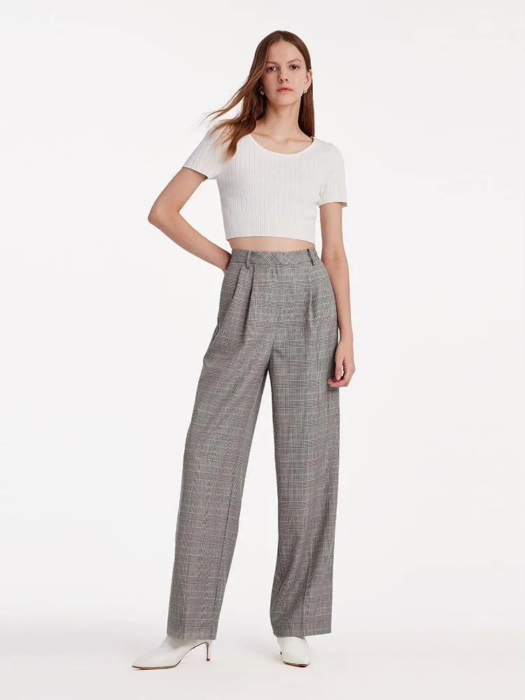 Worsted Wool Plaid Straight Full Length Pants sold by Goelia product image thumbnail 2