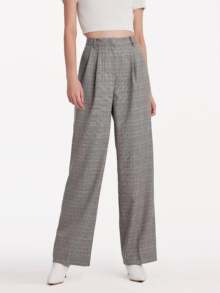 Worsted Wool Plaid Straight Full Length Pants sold by Goelia product image thumbnail 4
