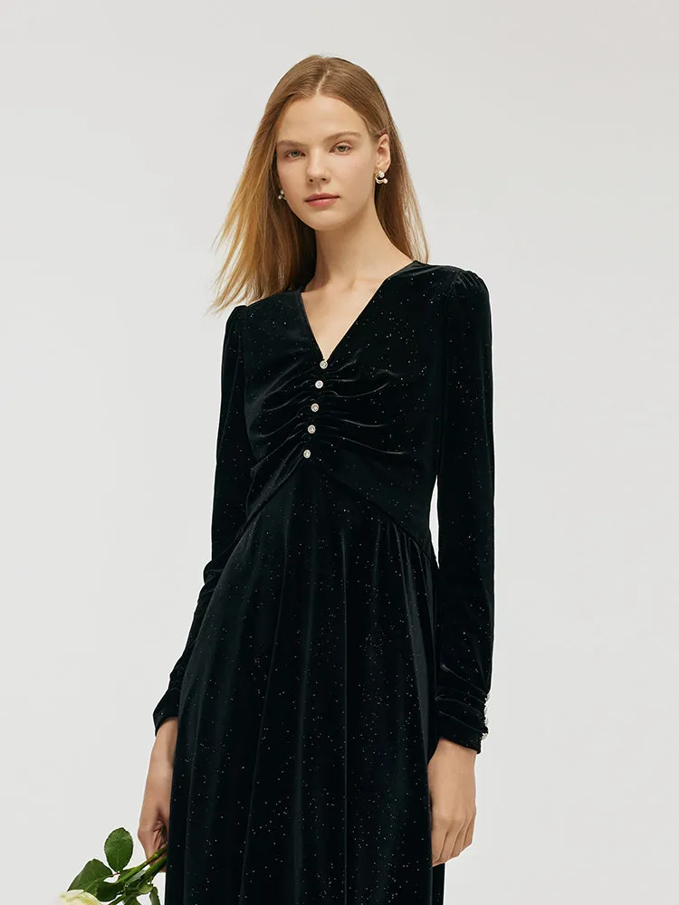 Velvet V-Neck Women Mini Dress sold by Goelia product image thumbnail 5