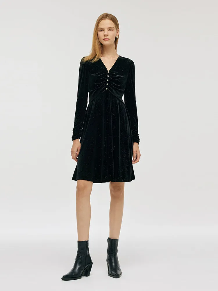 Velvet V-Neck Women Mini Dress sold by Goelia product image thumbnail 2