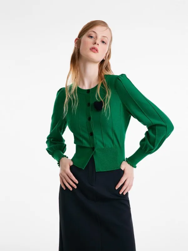 Tencel Woolen Knitted Women Cardigan With Detachable Brooch sold by Goelia