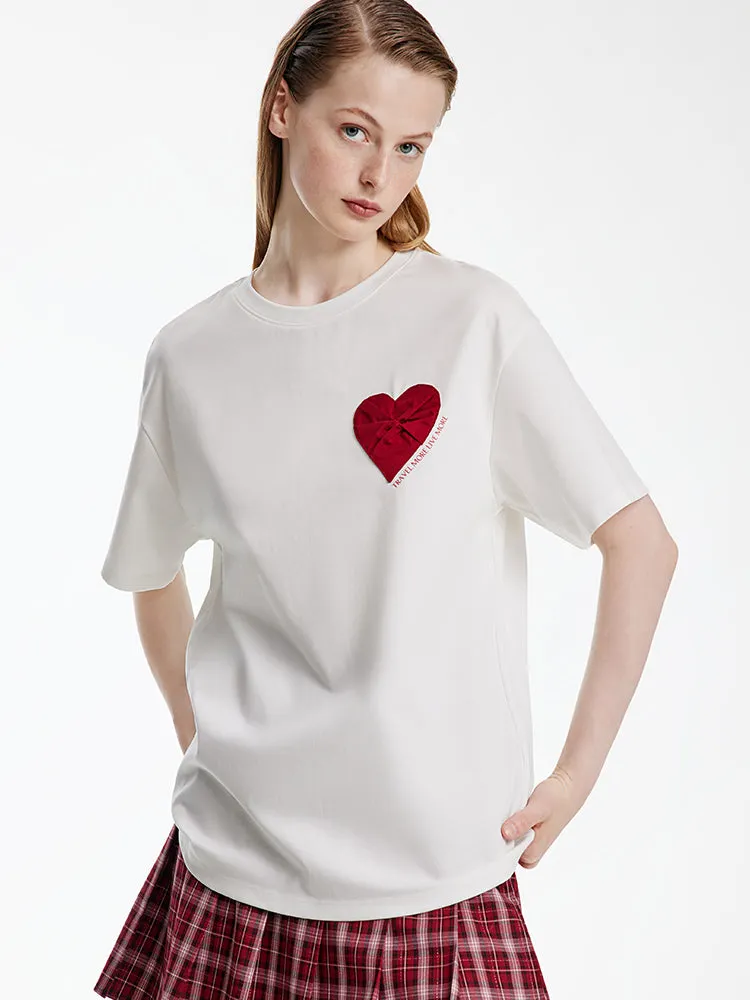 100% Cotton Basic Heart Print T-Shirt sold by Goelia product image thumbnail 3