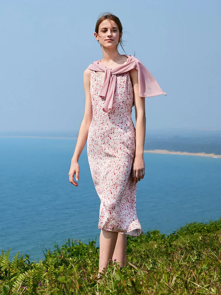 Floral Spaghetti Strap Dress With Knitted Cardigan Two-Piece Set sold by Goelia product image thumbnail 3