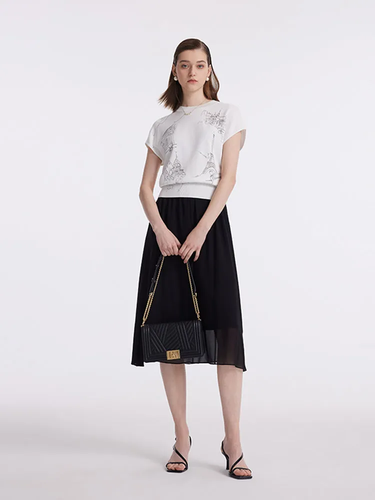 Map Printed Gathered Waist Women Knit Top sold by Goelia product image thumbnail 4