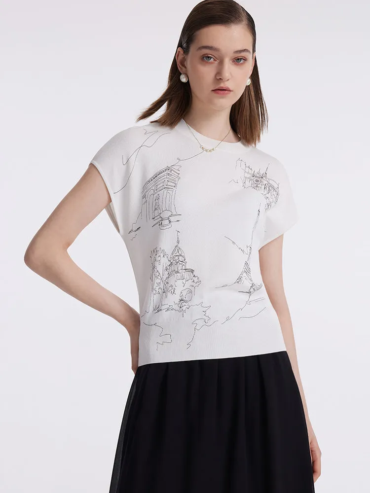 Map Printed Gathered Waist Women Knit Top sold by Goelia product image thumbnail 5