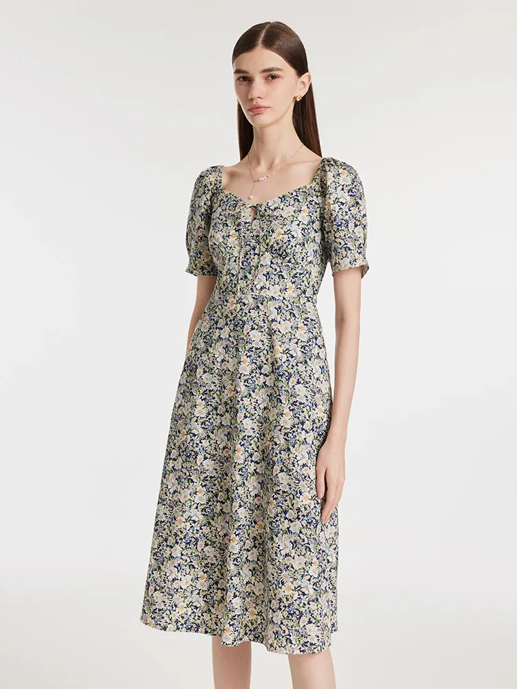 Floral Print Square Neck Women Midi Dress sold by Goelia product image thumbnail 5