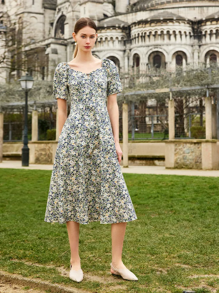 Floral Print Square Neck Women Midi Dress sold by Goelia product image thumbnail 2