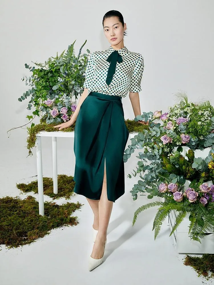 Dark Green Triacetate Asymmetrical Skirt sold by Goelia product image thumbnail 2