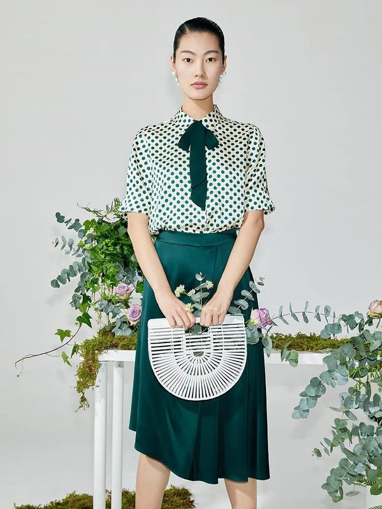 Dark Green Triacetate Asymmetrical Skirt sold by Goelia product image thumbnail 3