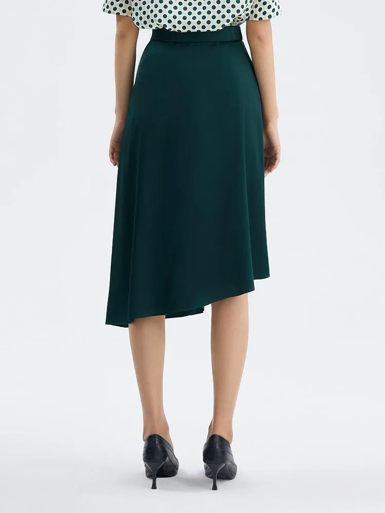 Dark Green Triacetate Asymmetrical Skirt sold by Goelia product image thumbnail 4